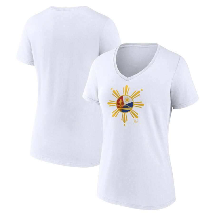 Women's Golden State Warriors White Heritage V-Neck T-Shirt