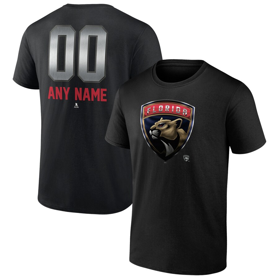 Men's Florida Panthers Black Personalized Midnight Mascot Logo T-Shirt