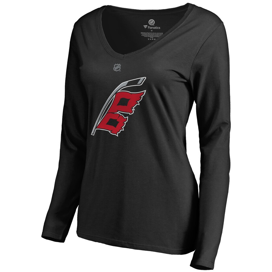Women's Carolina Hurricanes Black Team Alternate Long Sleeve V-Neck T-Shirt