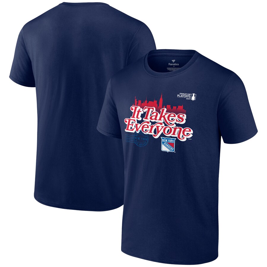 Men's New York Rangers Fanatics Navy 2024 Stanley Cup Playoffs Slogan T-Shirt