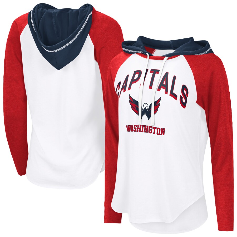 Women's Washington Capitals G-III 4Her by Carl Banks White VIP Raglan Long Sleeve Hoodie T-Shirt