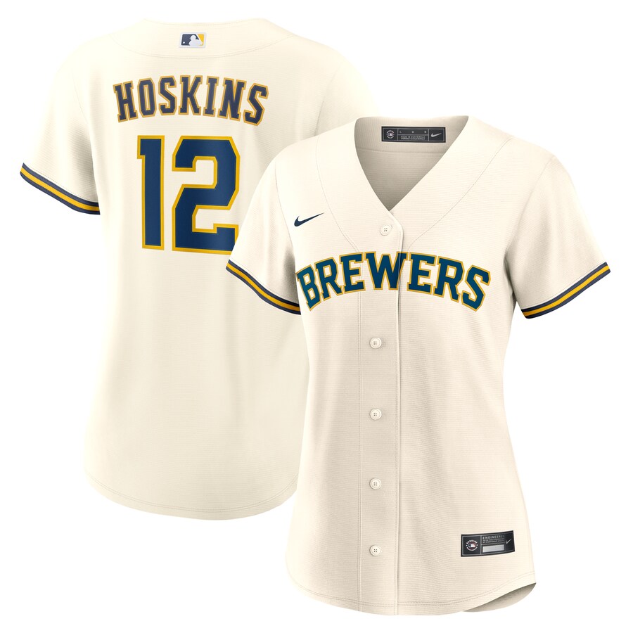 Women's Milwaukee Brewers Rhys Hoskins Nike White Home Replica Jersey