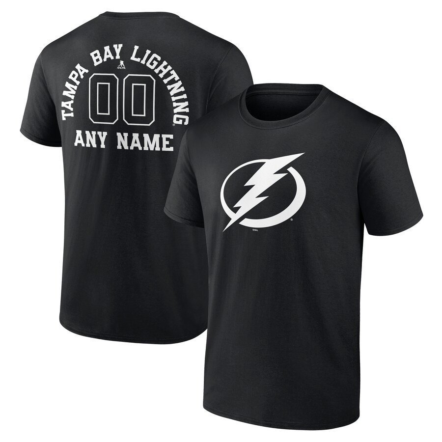 Men's Tampa Bay Lightning Black Personalized Name & Number Monochrome T-Shirt