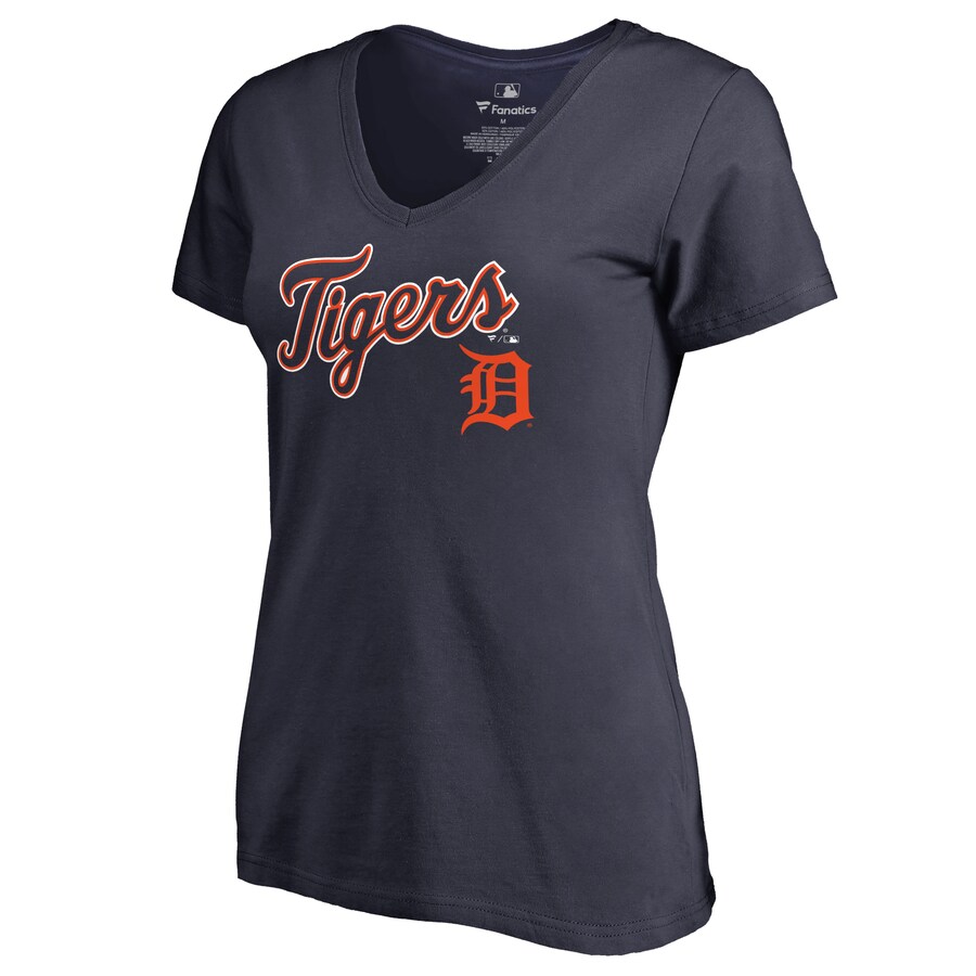 Women's Detroit Tigers Navy Team Lockup T-Shirt