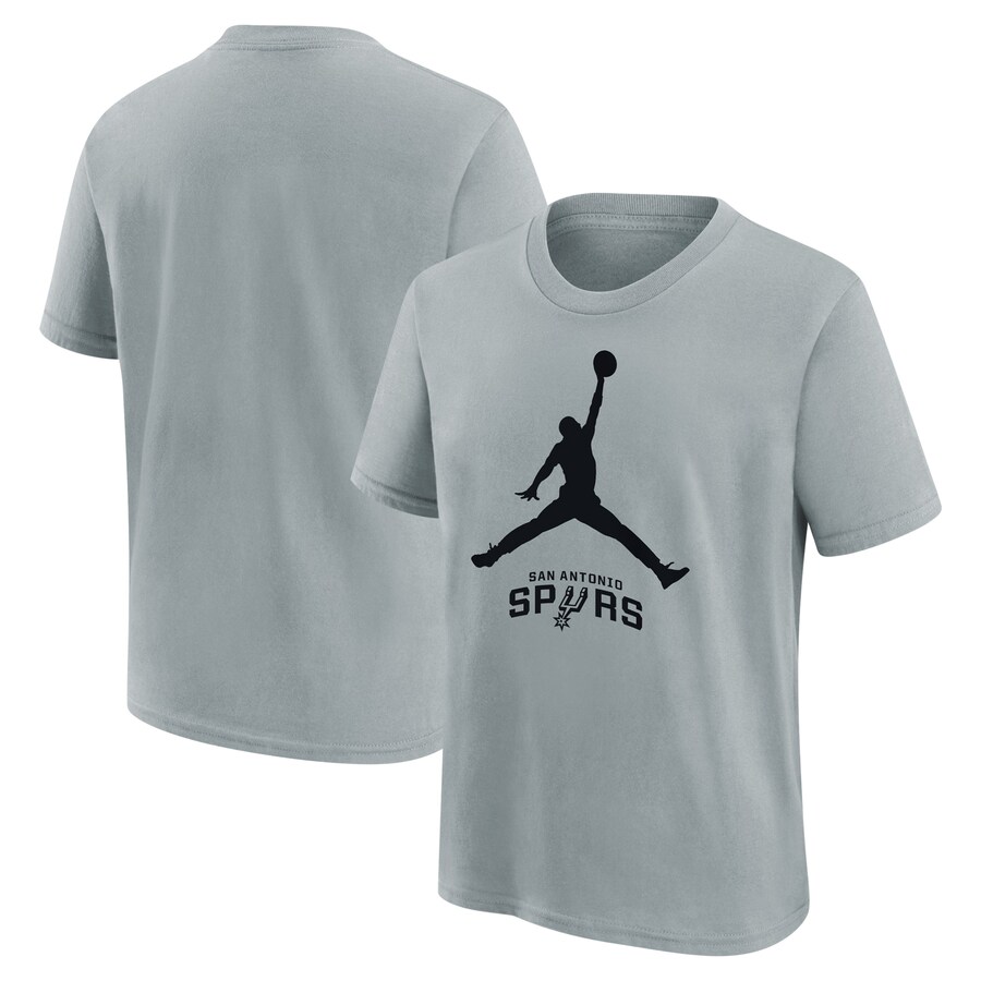 Youth San Antonio Spurs Jordan Brand Silver Essential Jumpman Logo T-Shirt