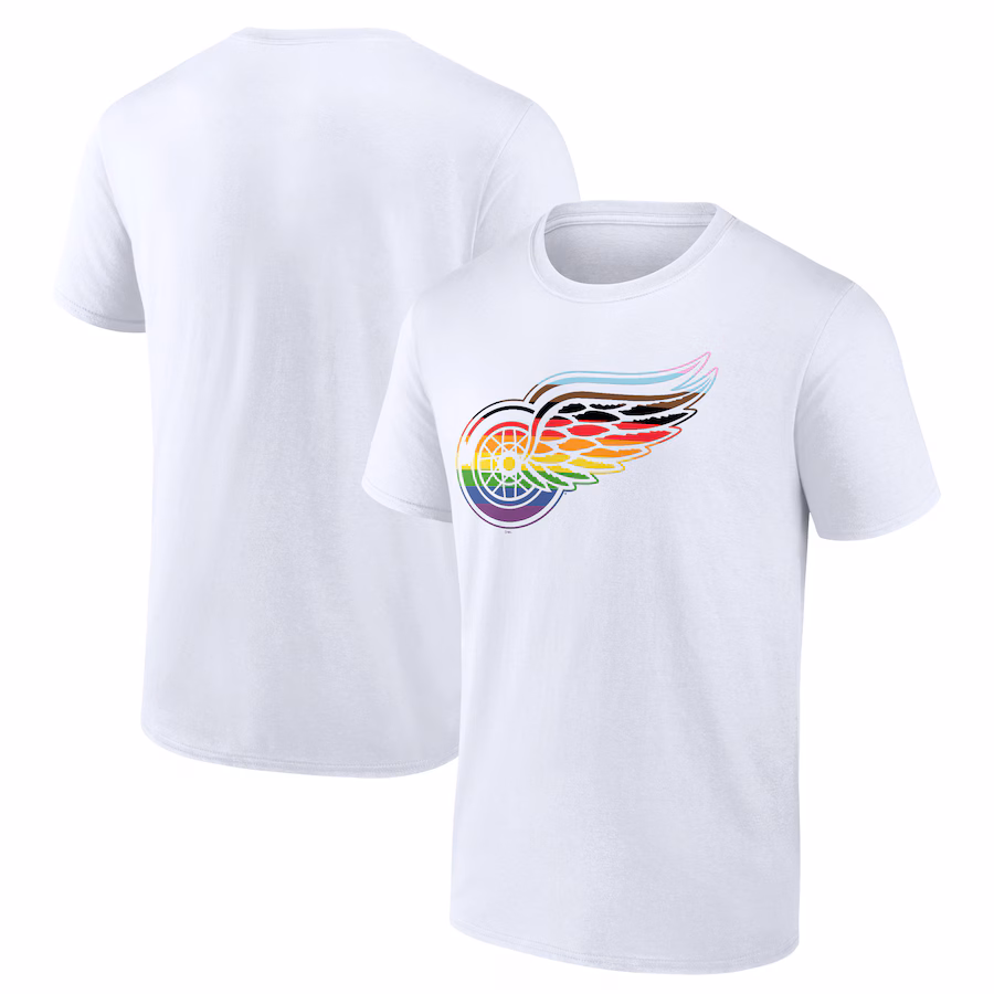 Men's Detroit Red Wings White Team Pride Logo T-Shirt