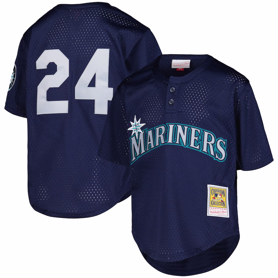 Youth Seattle Mariners Ken Griffey Jr. Mitchell & Ness Navy Cooperstown Collection Mesh Batting Practice Jersey