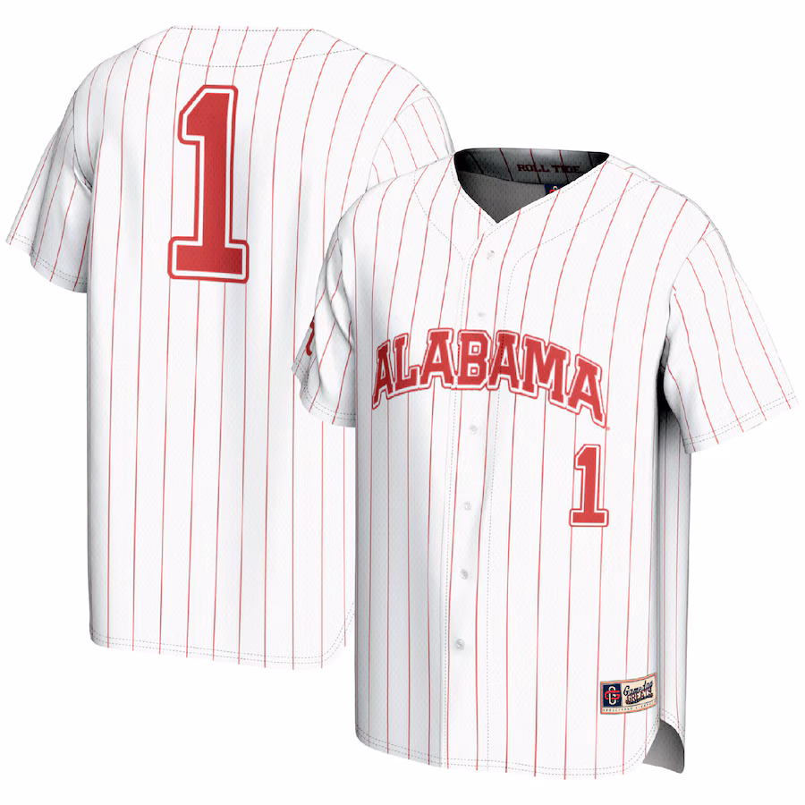 #1 Alabama Crimson Tide GameDay Greats Youth Lightweight Baseball Fashion Jersey - White