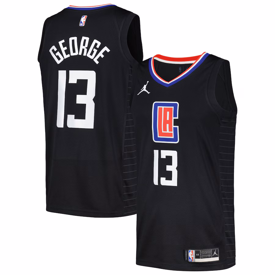 Men's LA Clippers Paul George Jordan Brand Black Swingman Player Jersey - Statement Edition