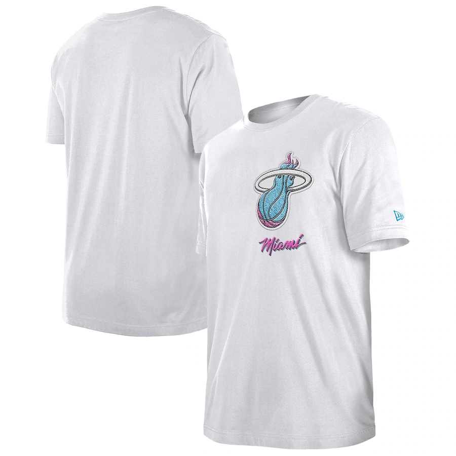 Men's Miami Heat  New Era White 2024/25 City Edition Chenille Heavyweight T-Shirt