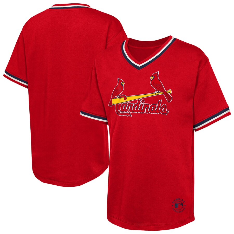 Youth St. Louis Cardinals Red Relief Pitcher V-Neck T-Shirt