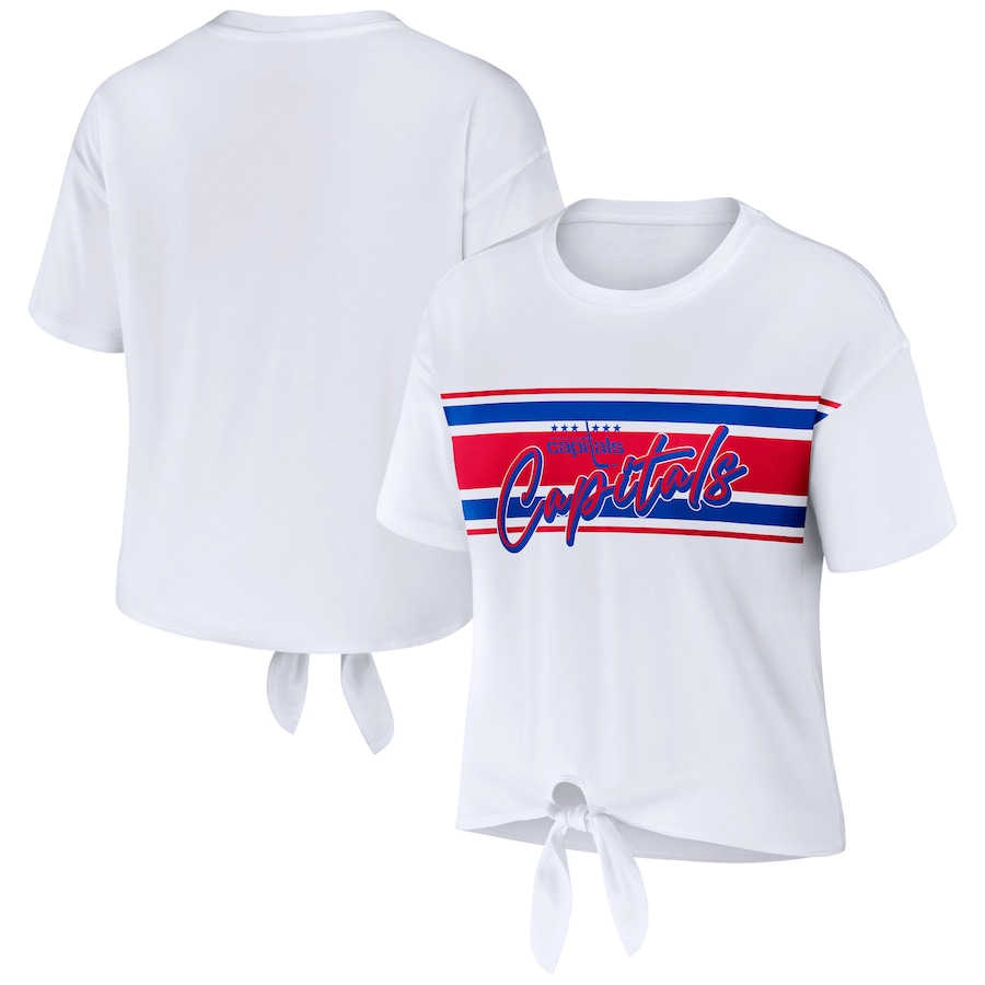 Women's Washington Capitals WEAR by Erin Andrews White Front Knot T-Shirt