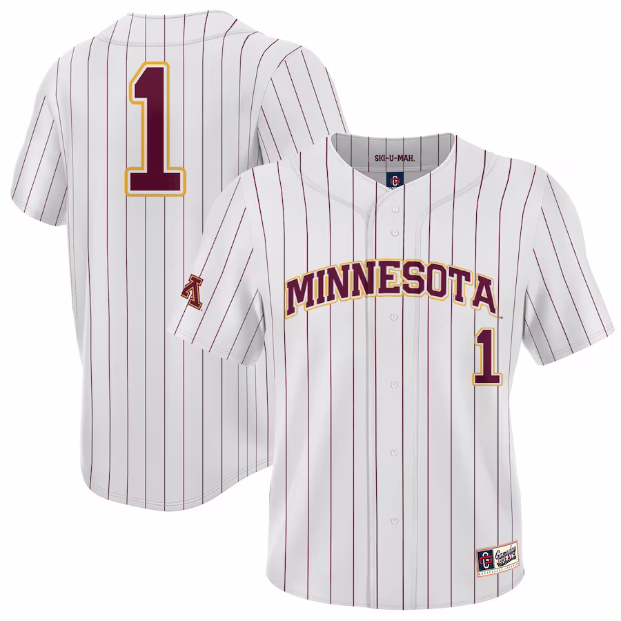 #1 Minnesota Golden Gophers GameDay Greats Youth Baseball Jersey Lightweight- White