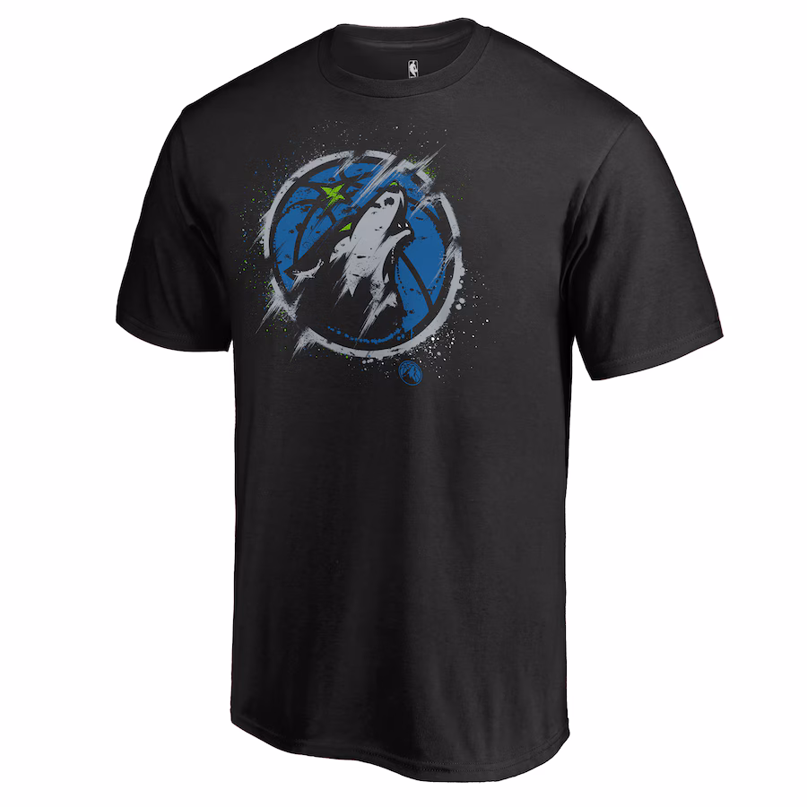 Men's Minnesota Timberwolves Black Splatter Logo T-Shirt