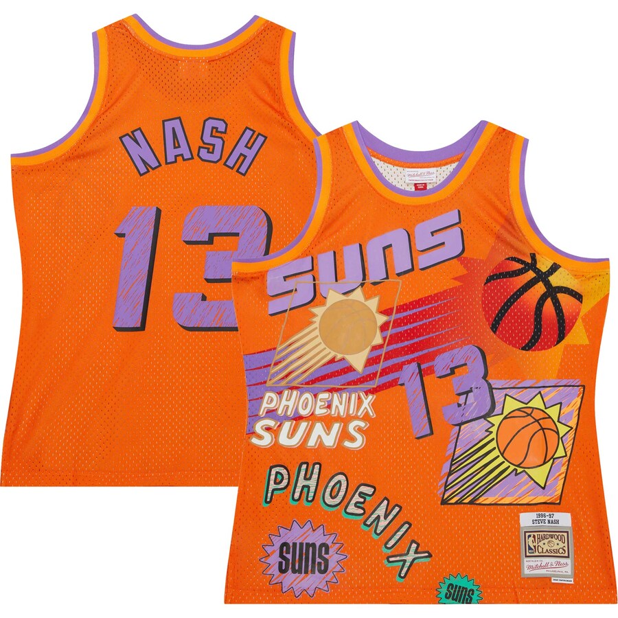 Men's Phoenix Suns Steve Nash Mitchell & Ness Orange 1996/97 Swingman Sidewalk Sketch Jersey