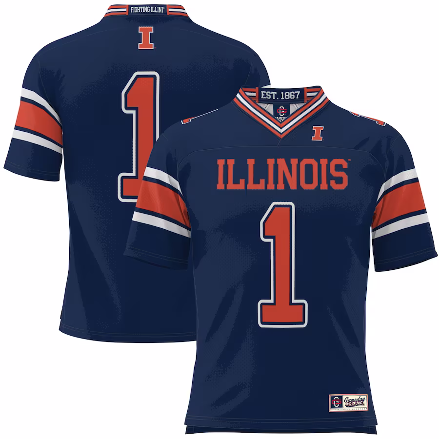 #1 Illinois Fighting Illini GameDay Greats Football Jersey - Navy