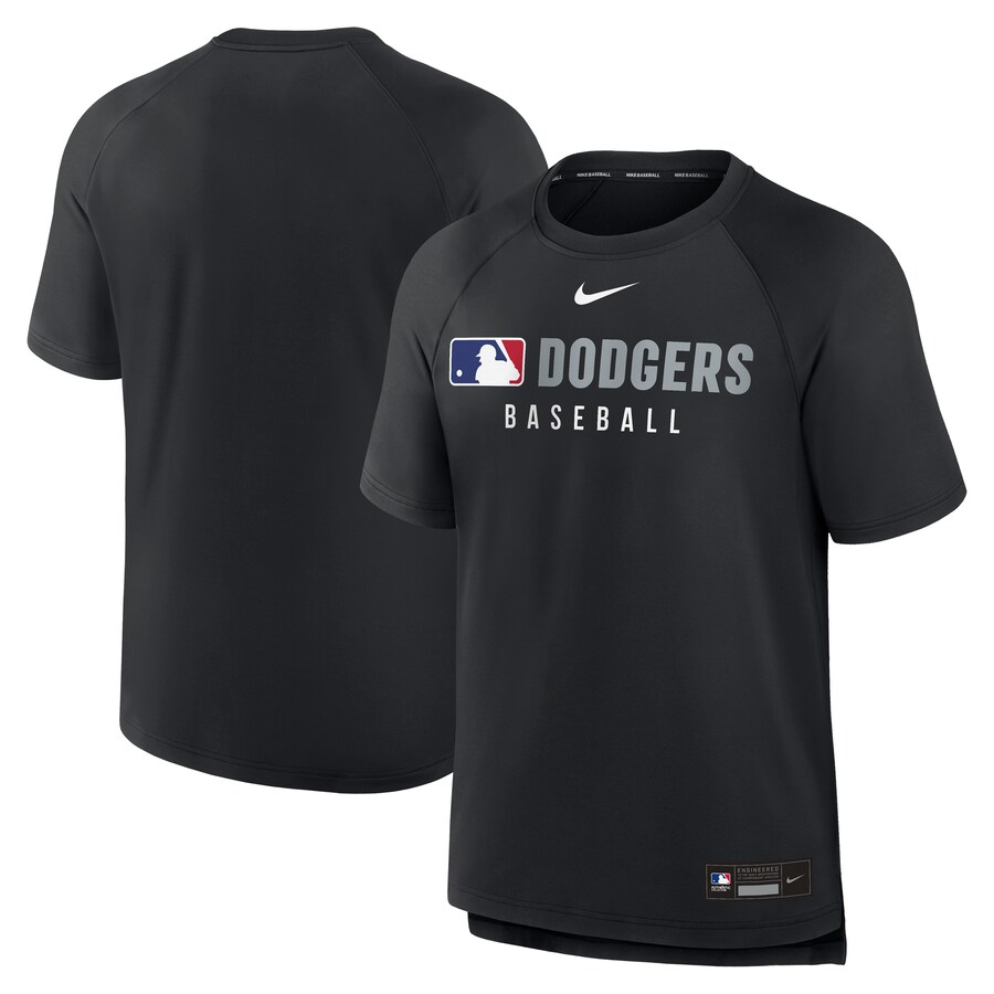 Men's Los Angeles Dodgers Nike Black Authentic Collection Pregame Raglan Performance T-Shirt