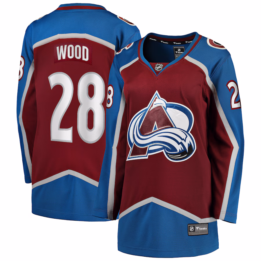 Women's Colorado Avalanche Miles Wood Fanatics Maroon Home Breakaway Player Jersey