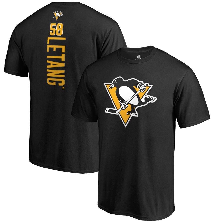 Men's Pittsburgh Penguins Kris Letang Black Backer T-Shirt