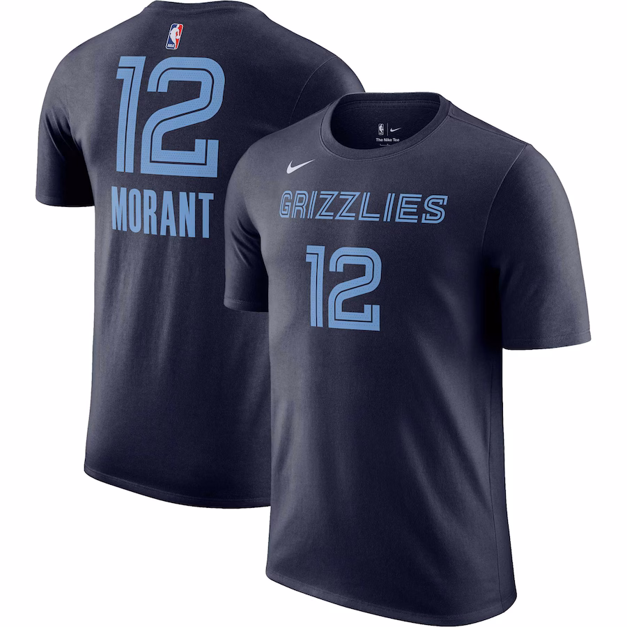 Men's Memphis Grizzlies Ja Morant Nike Navy Icon 2022/23 Name & Number T-Shirt
