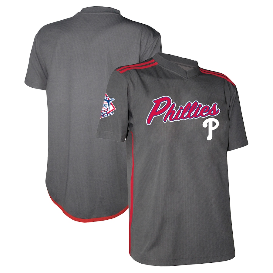 Men's Philadelphia Phillies Stitches Charcoal Team V-Neck Jersey