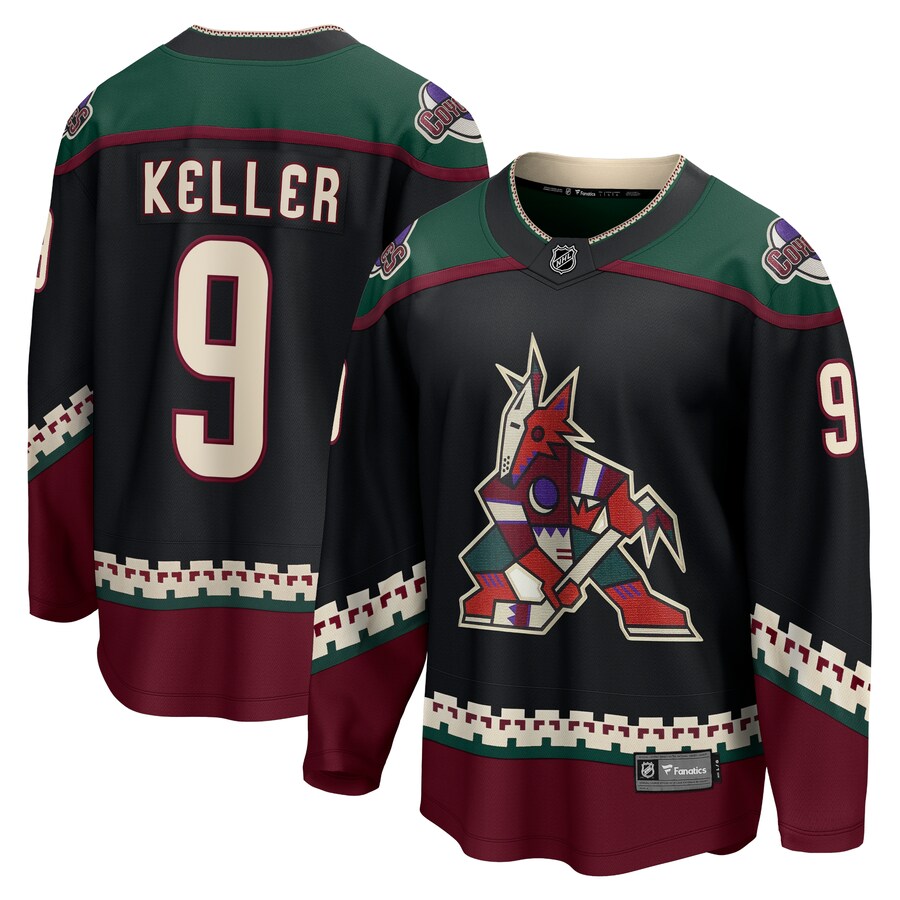 Men's Arizona Coyotes Clayton Keller Fanatics Branded Black Home Premier Breakaway Player Jersey