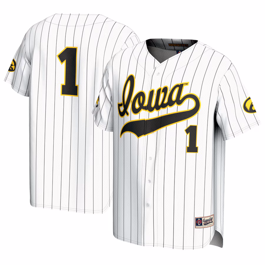 #1 Iowa Hawkeyes GameDay Greats Unisex Baseball Lightweight Fashion Jersey - White