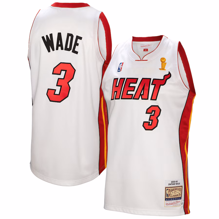 Men's Miami Heat Dwyane Wade Mitchell & Ness White 2005-06 Authentic Player Jersey