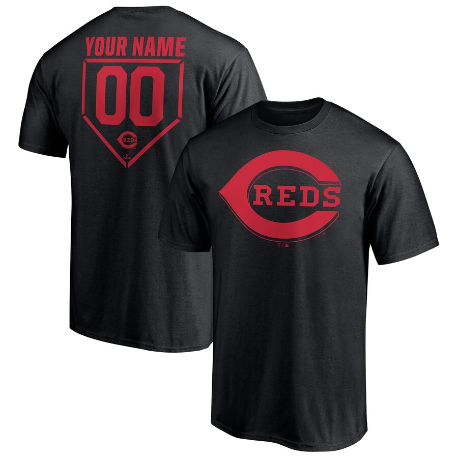 Men's Cincinnati Reds Black Personalized RBI Logo T-Shirt