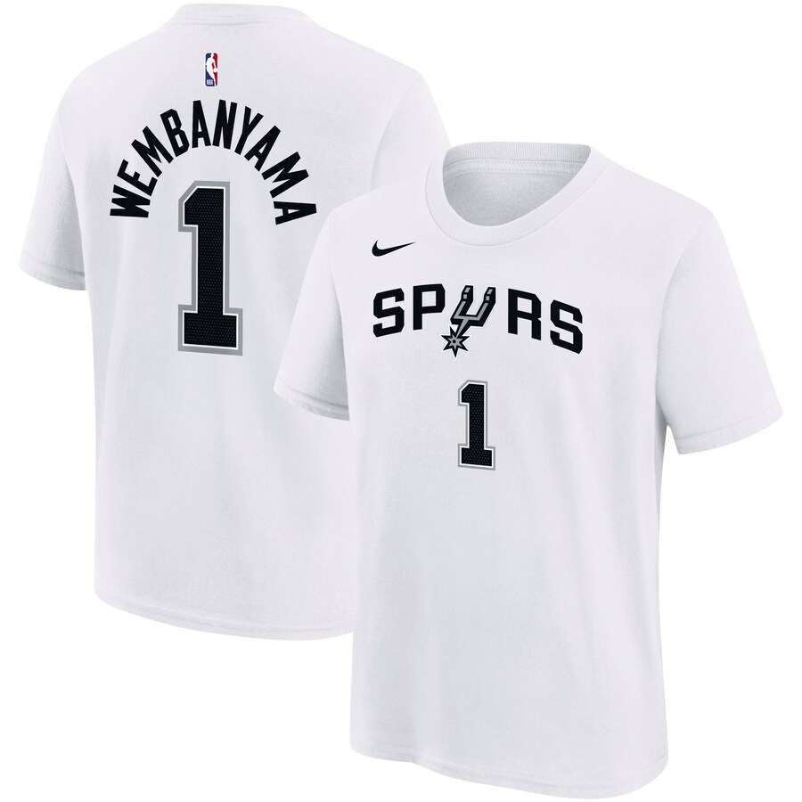 Youth San Antonio Spurs Victor Wembanyama Nike White Name & Number Association T-Shirt