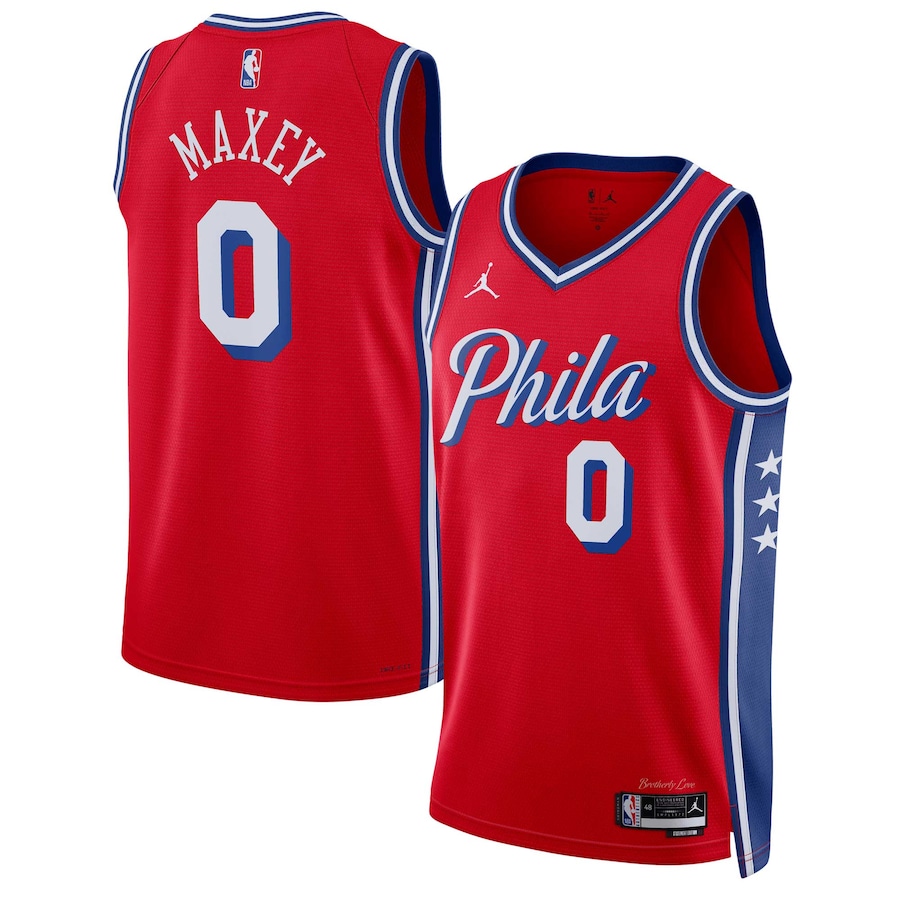 Unisex Philadelphia 76ers Tyrese Maxey Jordan Brand Red Swingman Jersey - Statement Edition