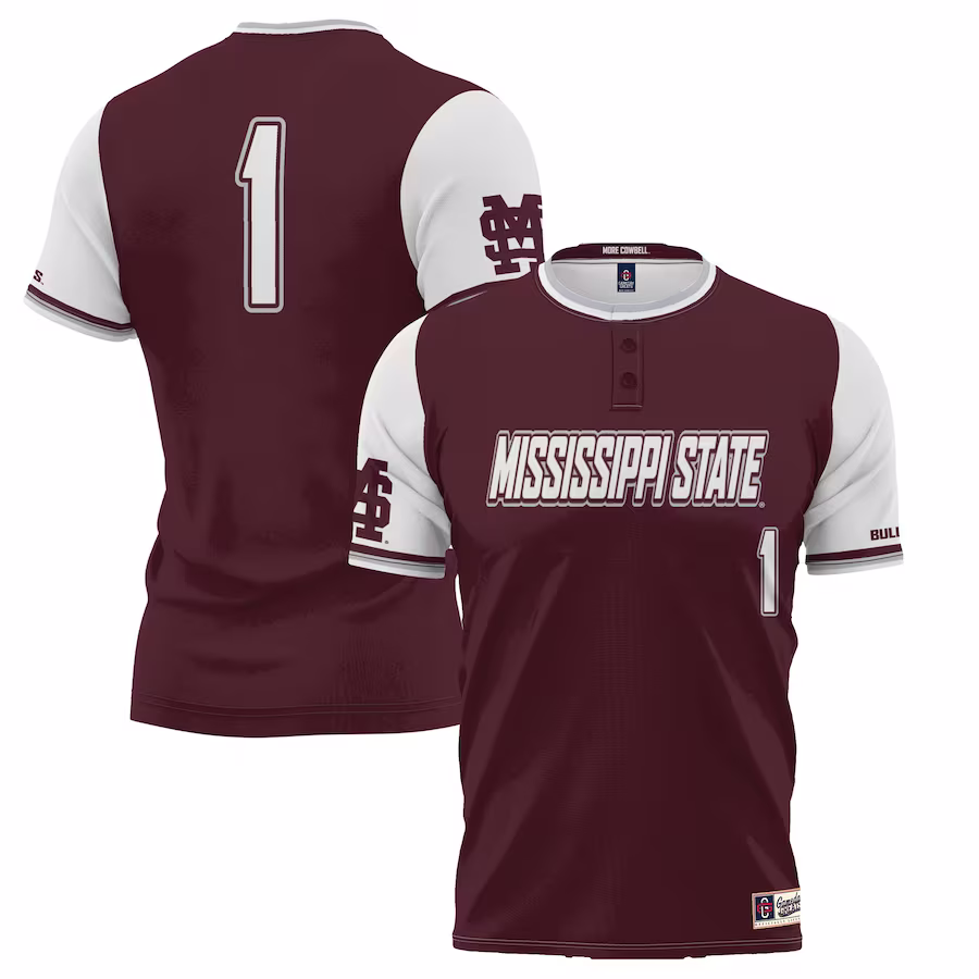 #1 Mississippi State Bulldogs GameDay Greats Unisex Lightweight Softball Jersey - Maroon