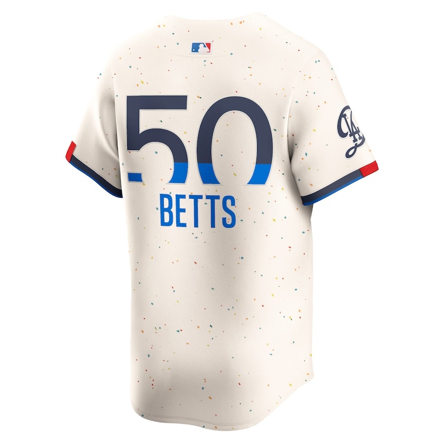 Men's Los Angeles Dodgers Mookie Betts Nike Cream 2024 World Series Champions City Connect Limited Player Jersey