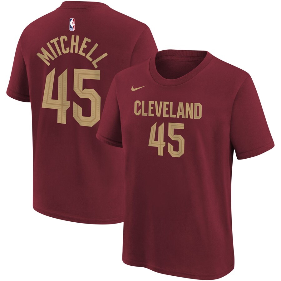 Youth Cleveland Cavaliers Donovan Mitchell Nike Wine Icon Edition Name & Number T-Shirt