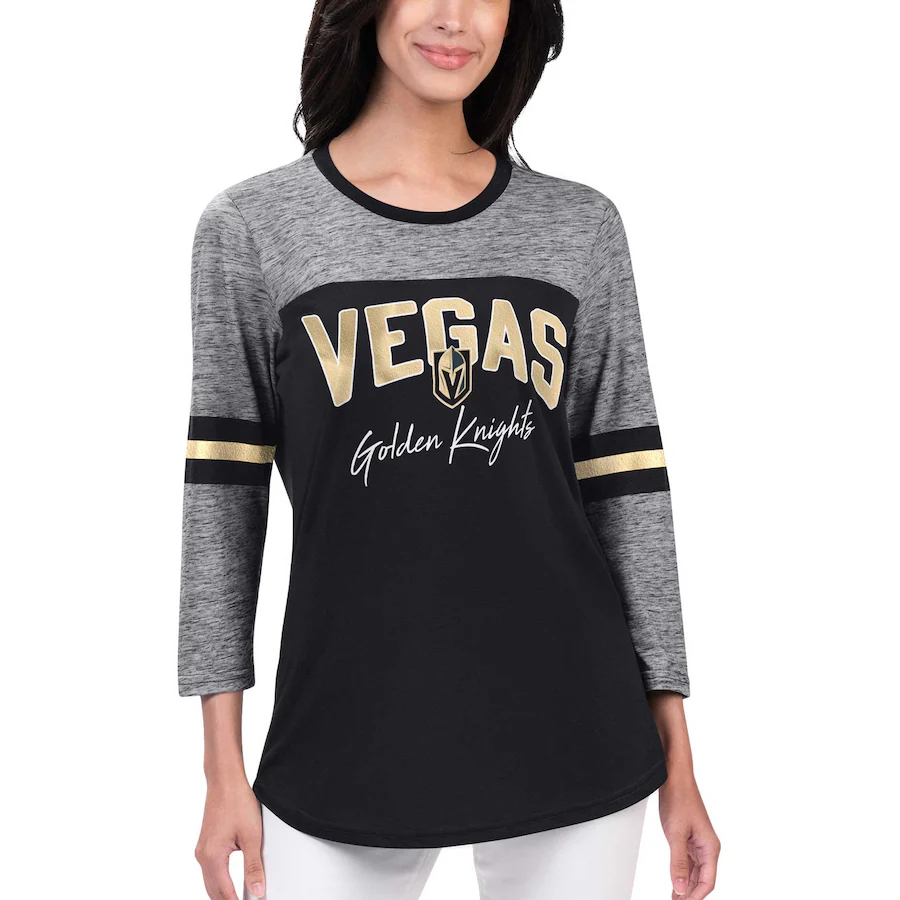 Women's Vegas Golden Knights G-III 4Her by Carl Banks Black Play The Game 3/4-Sleeve T-Shirt