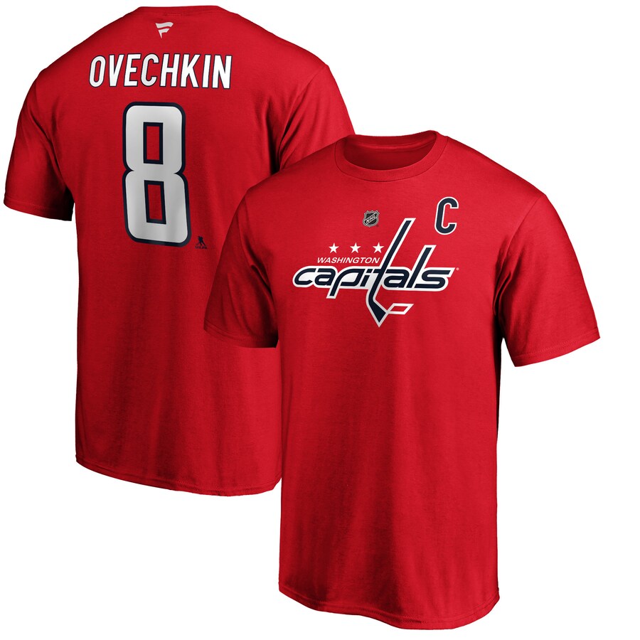 Men's Washington Capitals Alexander Ovechkin Fanatics Red Team Authentic Stack Name & Number T-Shirt