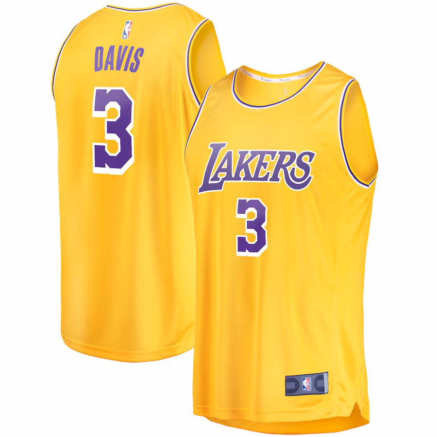 Men's Los Angeles Lakers Anthony Davis Fanatics Gold Fast Break Replica Player Jersey - Icon Edition