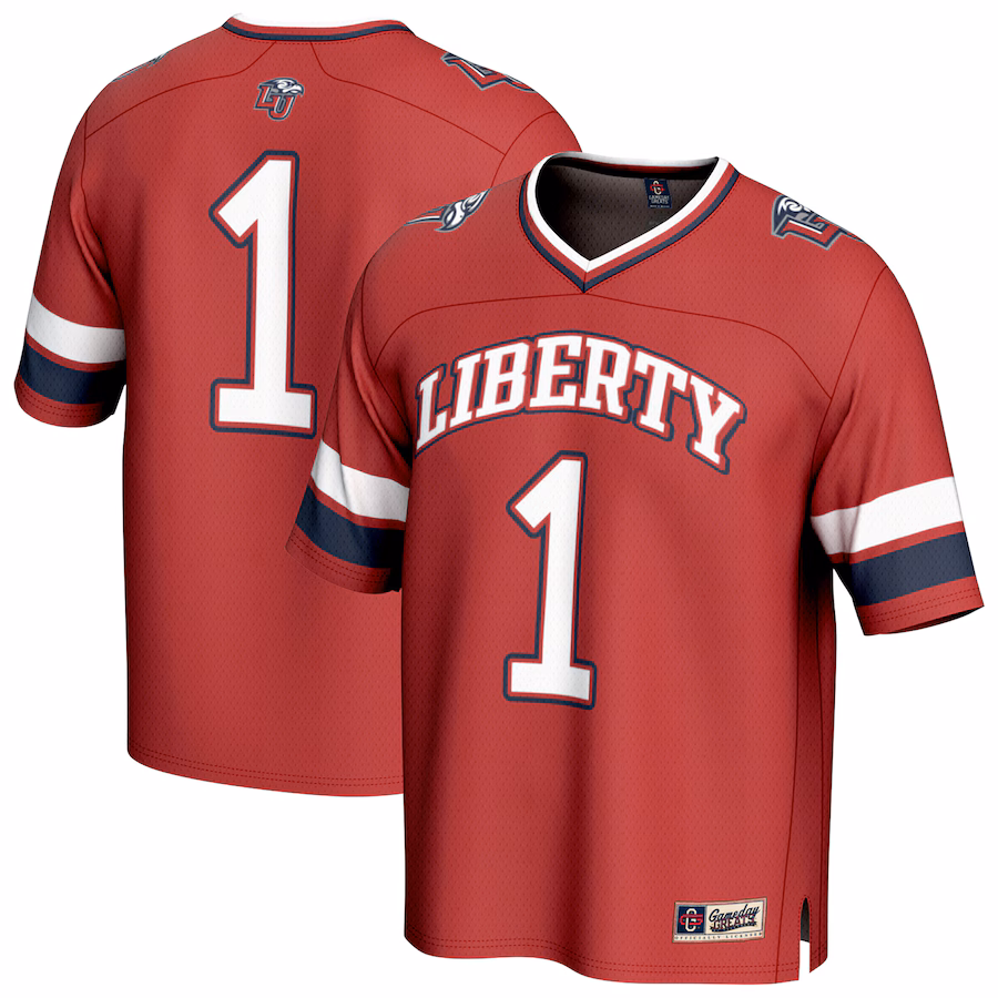 Unisex GameDay Greats #1 Red Liberty Flames Lightweight Collegiate Football Fashion Jersey