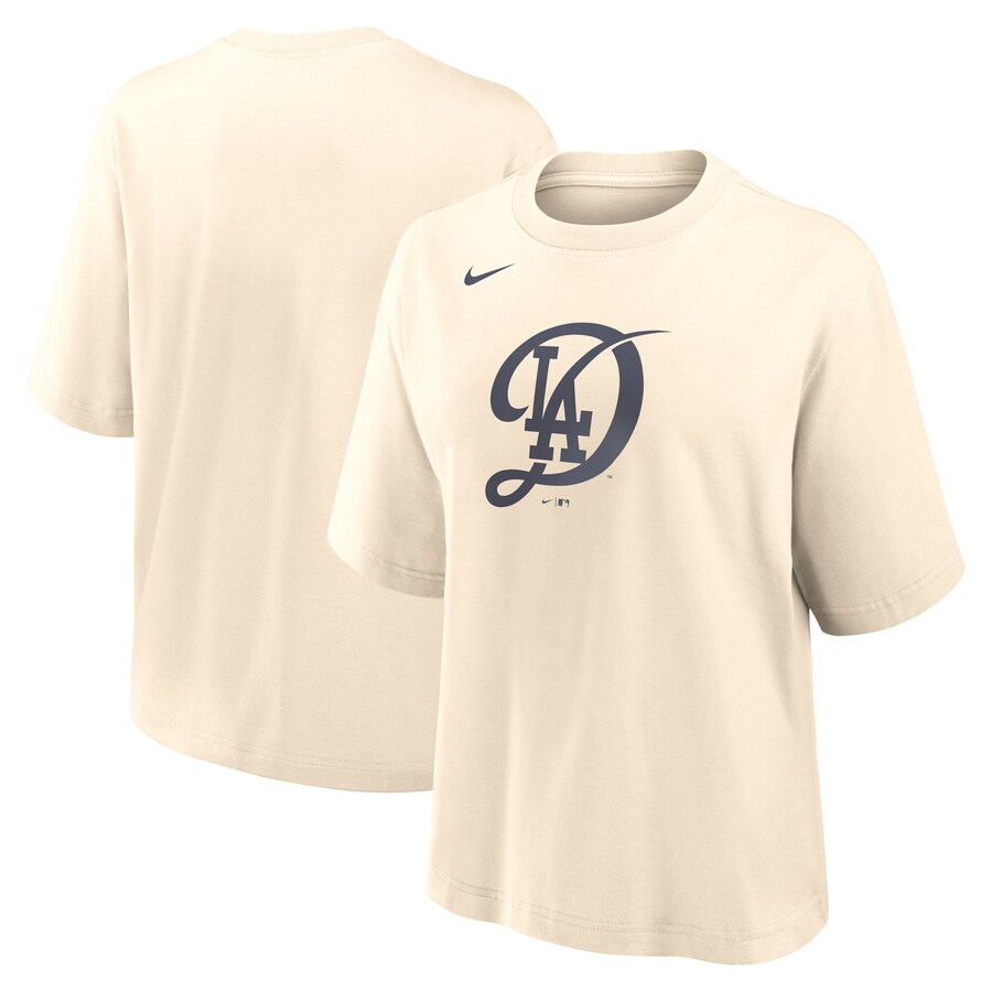 Women's Los Angeles Dodgers Nike Natural City Connect Logo Boxy T-Shirt