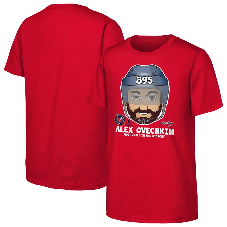 Youth Washington Capitals Alexander Ovechkin Red NHL All-Time Leading Goal Scorer Emoji T-Shirt