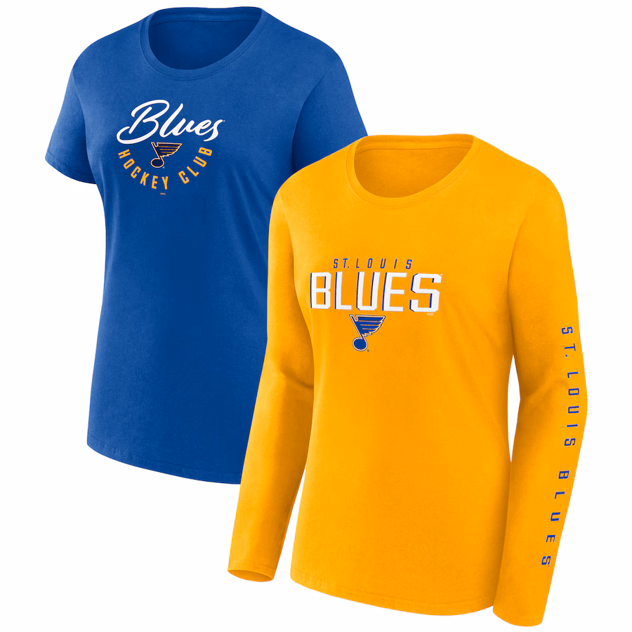 Women's St. Louis Blues Fanatics Blue Long and Short Sleeve Two-Pack T-Shirt Set