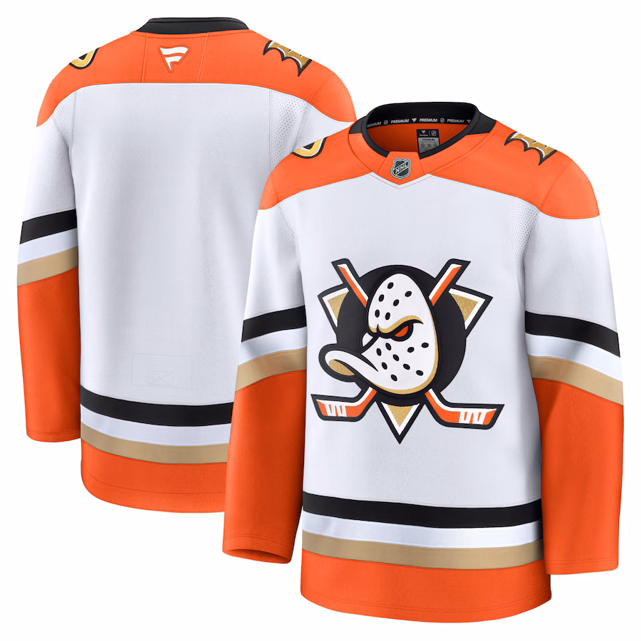 Men's Anaheim Ducks Fanatics White Away Premium Jersey