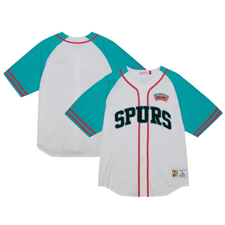 Men's San Antonio Spurs  Mitchell & Ness White Practice Day Baseball Jersey
