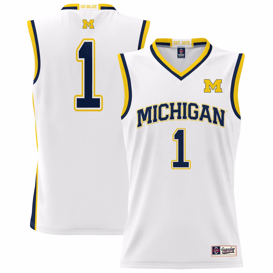 #1 Michigan Wolverines GameDay Greats Unisex Lightweight Basketball Jersey - White