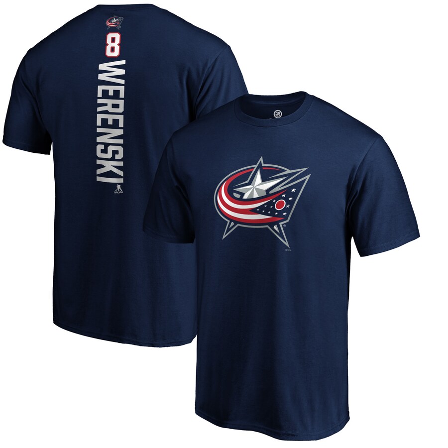 Men's Columbus Blue Jackets Zach Werenski Navy Playmaker T-Shirt