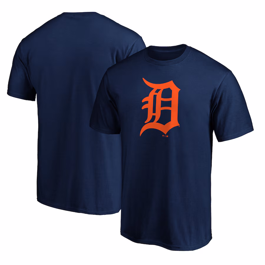 Men's Detroit Tigers Navy Team Color Primary Logo 2 T-Shirt