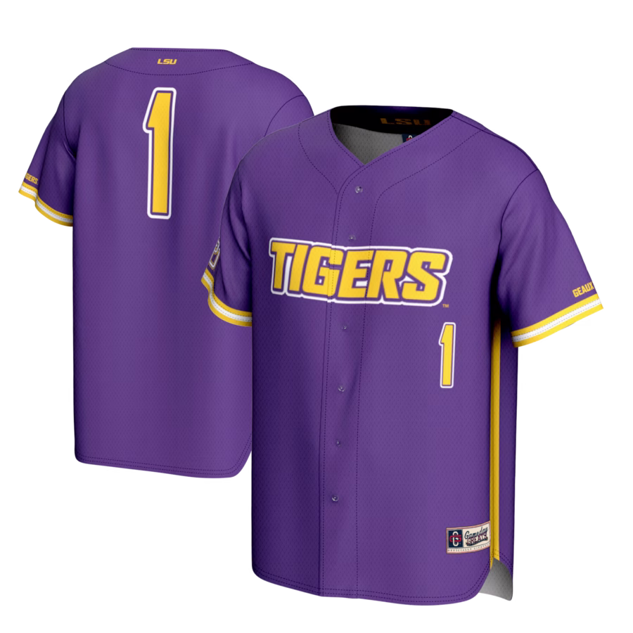 #1 LSU Tigers GameDay Greats Lightweight Baseball Fashion Jersey - Purple