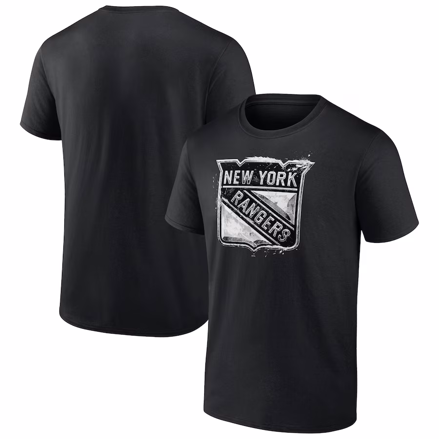 Men's New York Rangers Black Iced Out T-Shirt