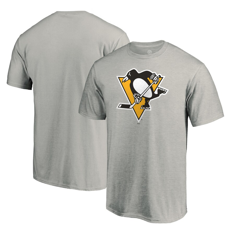 Men's Pittsburgh Penguins Ash Team Primary Logo 2 T-Shirt