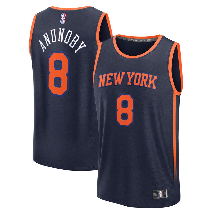 Men's New York Knicks OG Anunoby Fanatics Navy Fast Break Player Jersey - Statement Edition